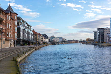 Autumn Day at Canal in Fredrikstad Norwayの写真素材