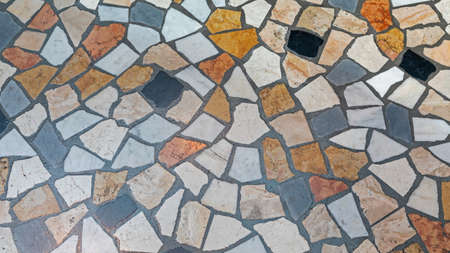 Colourful Broken Marble Pieces Floor Backgroundの写真素材