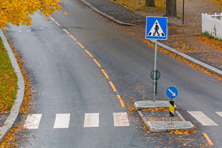 Pedestrian Street Crossing With Traffic Sign in Norway