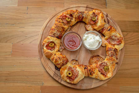 Big Round Bagel Savory Stuffed Pastry Meal