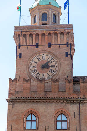 Big Clock at Tower in Bologna Italyの写真素材