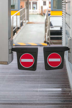 No Entry Sign at Public Transport Station Gate