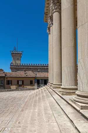 Columns and Stairs To Church in San Marinoの写真素材