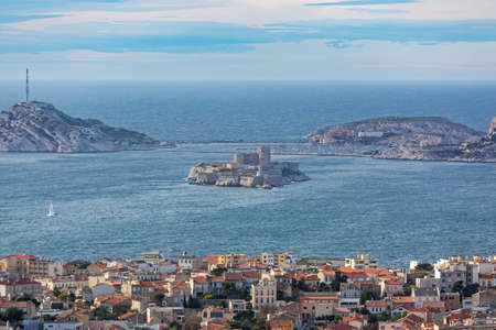 Chateau d If Fortress Prison at Bay of Marseille Franceの写真素材