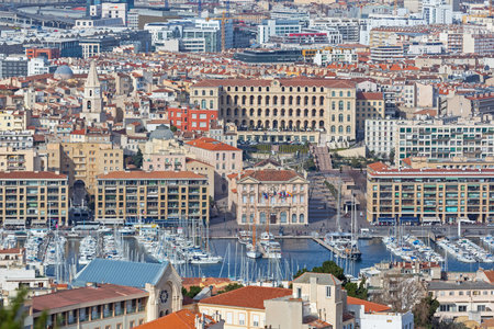 Aerial View of Marseille City France Sunny Dayのeditorial素材