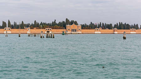 Cemetery at San Michele Island in Venice Italyの写真素材