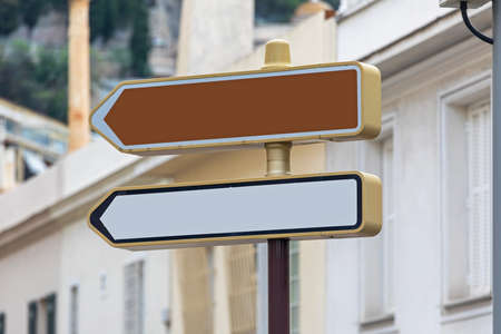 Directional Arrow Info Traffic Sign at Pole in City