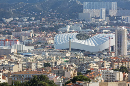 Orange Velodrome Stadium Structure in Marseille Franceのeditorial素材