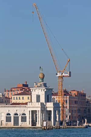 Big Crane at Construction Site in Venice Italyの写真素材