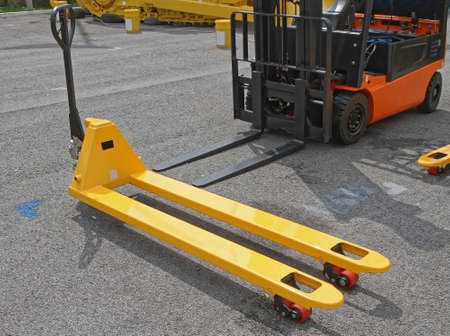 Pump Trucks Pallet Jacks With Long Forks Equipmentの写真素材