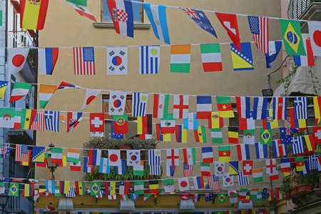 International Flags Festive Decoration Over Streets