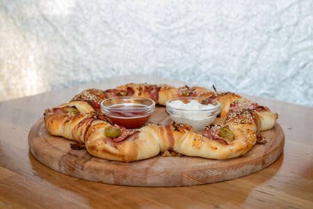 Big Round Bagel Savory Stuffed Pastry Meal