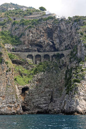 Curvy Road Through Stones at Amalfi Coast in Italiyの写真素材