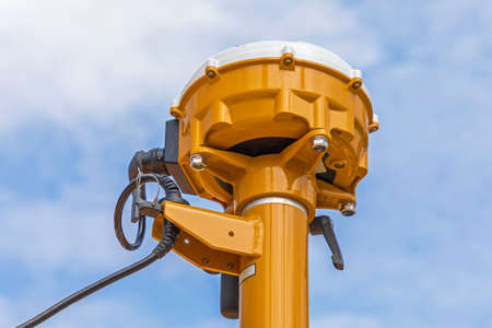 Gps Gnss Receiver Antenna at Construction Machineの写真素材