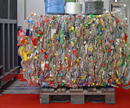 Plastic Bottles Compacted for Recycle Material at Pallet