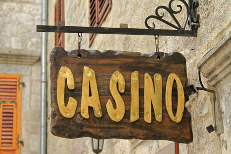 Casino Rustic Style Wooden Letters Sign Boardの写真素材
