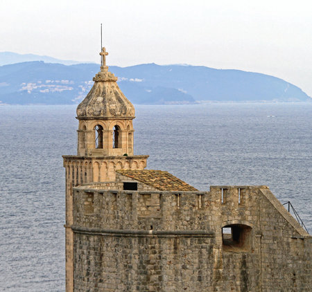 Dubrovnik Tower and Medieval Walls at Adriatic Seaのeditorial素材