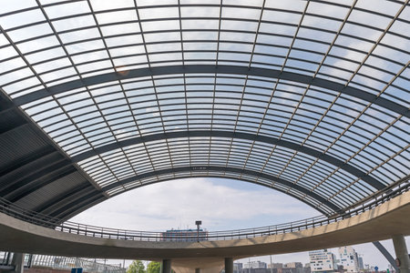Amsterdam Central Station Glass Roof Arch Structureのeditorial素材