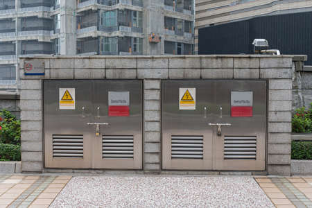 Closed Doors at Electrical Power Box in City