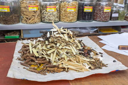 Big Pile of Traditional Chinese Medicine Tea Ingredientsの写真素材