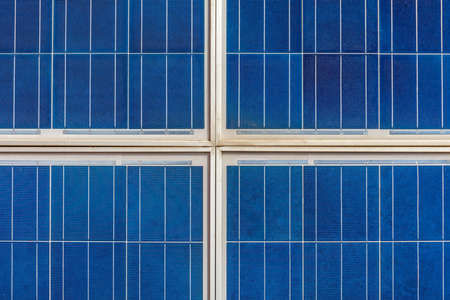 Four Big Solar Panels Home Electric Power Systemの写真素材