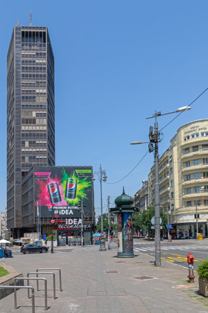 Belgrade, Serbia - June 30, 2019: Beogradjanka Tallest Building Skyscraper Landmark in Old Belgrade, Serbia.のeditorial素材