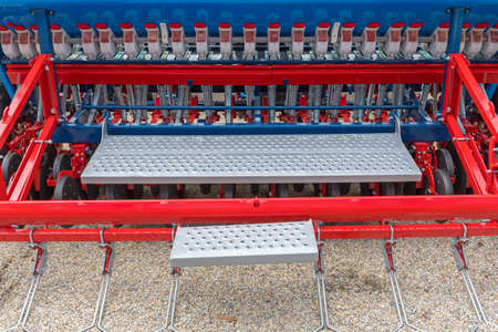 Seed Drill Device Sows Seeds for Crops in Soil