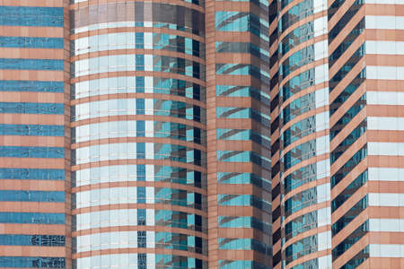 Striped Pattern Skyscraper Buildings in Hong Kongの写真素材