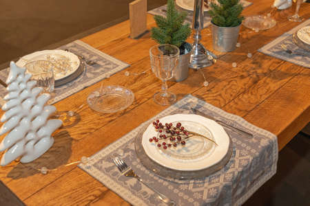 Festive Table Setup for Christmas Dinner