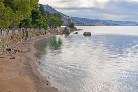 Small Beach at Adriatic Sea Coast Near Trieste Italyの写真素材