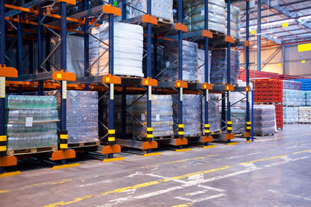 High rack shelving in distribution centreの写真素材