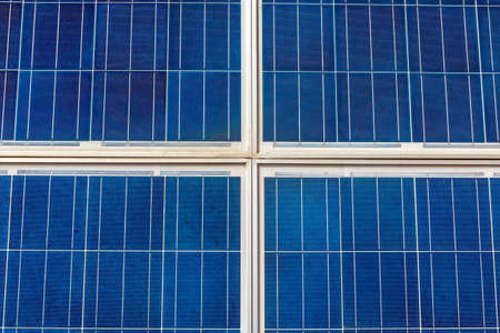Four Big Solar Panels Home Electric Power Systemの写真素材