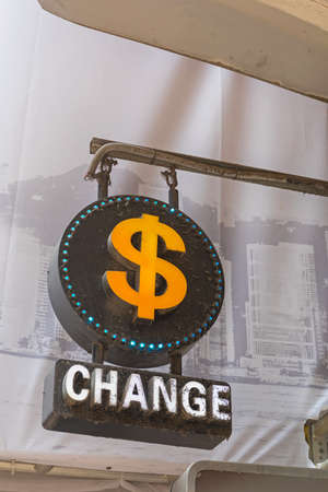 Big Dollar Sign and Money Change Officeの写真素材