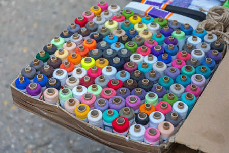 Big Box of Colourful Sewing Thread Reels