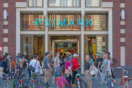 Amsterdam, Netherlands - May 15, 2018: Crowd of People at Primark Shop in Amsterdam, Holland.