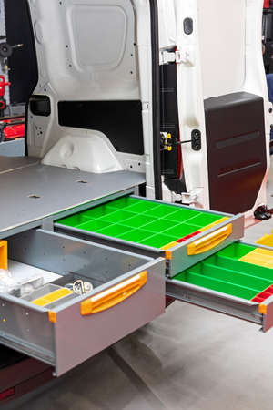 Parts and Tools in Drawers Equipment Mobile Workshop Van