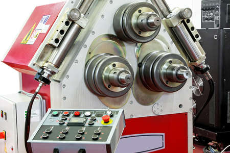 Close up shot of bending metal machine