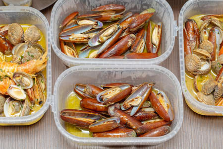 Lithophaga Date Shell Mussels in Take Away Boxes