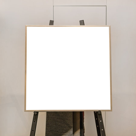 Thin Metal Square Frame at Easel in Gallery