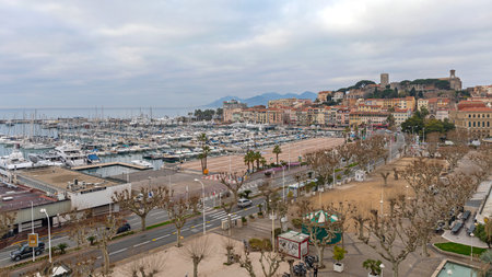Cannes, France - January 29, 2018: Castle Fort at Winter Morning in Cannes, France.のeditorial素材