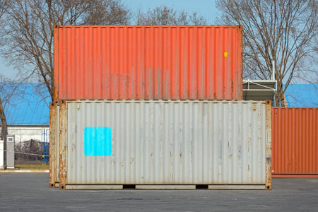 Stacked Cargo Containers at Terminal Depot Yard