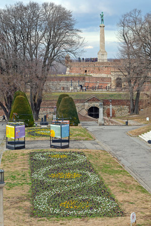 Belgrade, Serbia - December 12, 2018: Gate and Walls at Historic Kalemegdan Fortress in Belgrade Serbia.のeditorial素材