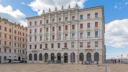 Trieste, Italy - March 07, 2020: BNL Group BNP Paribas Bank Building at Ponte Rosso in Trieste, Italy.のeditorial素材