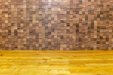 Square Shape Wooden TIles Geometric Wall Backgroundの写真素材