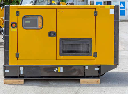 Auxiliary Electric Power Generator Diesel Engine Yellow Boxの写真素材