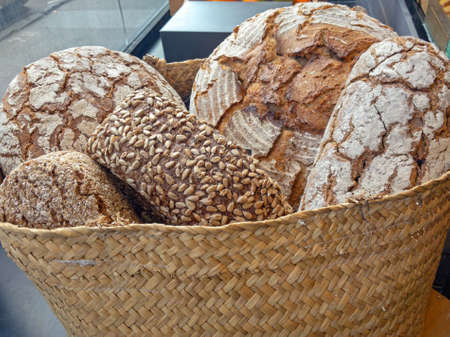 Artisan Loaf of Bread in Basket Craft Bakery