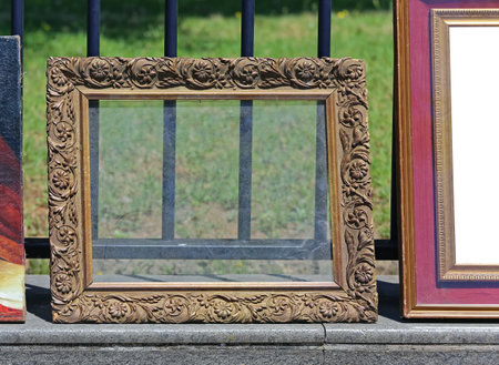 Empty Wooden Frame With Glass at Flea Market