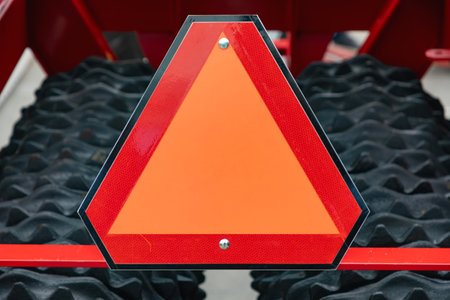 Safety Red Triangle at Rear End of Agricultural Machinery