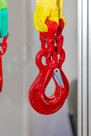 Red Hook With Latch for Heavy Lifting Cargoの写真素材