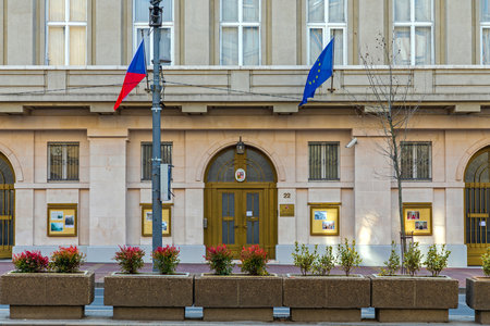 Belgrade, Serbia - February 14, 2021: Embassy of the Czech Republic Building in Belgrade, Serbia.のeditorial素材